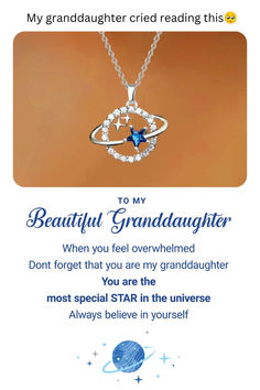 "She was in tears when she called to say thank you". - Sam S. ⭐️⭐️⭐️⭐️⭐️ Your granddaughter is one of a kind. She lights up your life with her smile and makes you feel incredibly proud. Now, it’s time to celebrate her uniqueness with a very special gift. Our beautiful granddaughter necklace is just perfect for the occasion. This ring is made with love and care, just for your granddaughter. It comes complete with our heartfelt giftcard, so she knows how much you cherish her. Shop Now! Meaningful Sterling Silver Necklaces For Birthdays, Meaningful Sterling Silver Jewelry For Birthday, Sterling Silver Jewelry For Birthday, Sterling Silver Birthstone Jewelry For Father's Day, Inspirational Silver Jewelry For Father's Day, Inspirational Silver Jewelry For Birthday, Inspirational Sterling Silver Necklace For Mom, Inspirational Sterling Silver Necklace As Gift For Mom, Silver Inspirational Necklace For Her