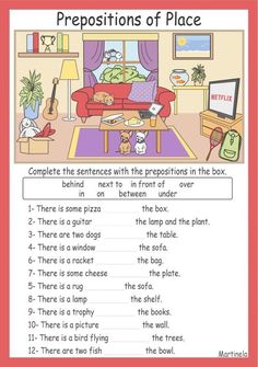 the prepositions of place worksheet for students to practice their reading skills