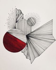 an abstract drawing with lines and shapes