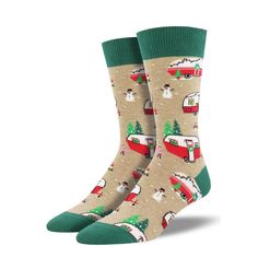 Christmas Campers Socks by Socksmith are the perfect gift for that socks lover in your life. These christmas themed mens crew socks come in multiple color Options and fit Mens Shoe Size: 7-12.5. Made of 70% Cotton, 27% Nylon, 3% Spandex for comfort and durability. A pair of these cool Christmas novelty Socks will certainly give any wardrobe an instant upgrade. Machine Wash Cold With Like Colors. Do Not Bleach. Tumble Dry Low Heat. Christmas Camper, Winter Backdrops, Sock Lovers, Cool Christmas, Holiday Socks, Just For Men, Mens Crew Socks, Next Fashion, Black Socks