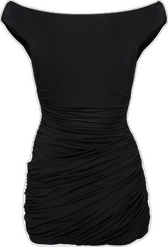 Elegant Off-shoulder Mini Dress With Ruched Back, Chic Bodycon Dress With Ruched Bodice, Elastane Dresses With Ruched Sides For Night Out, Black Ruched Back Dress In Elastane, Evening Mini Dress With Ruched Sides, Ruched Off-shoulder Elastane Dress, Chic Short Sleeve Elastane Mini Dress, Evening Bodycon Dress With Ruched Back, Chic Off-shoulder Mini Dress In Elastane