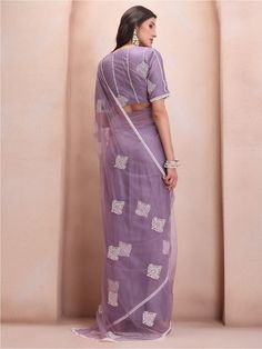 Mauve and white sareeEthnic motifs embroidered saree with embroidered border Has embroidered detailThe saree comes with an unstitched blouse pieceThe blouse worn by the model might be for modelling purpose only. Check the image of the blouse piece to understand how the actual blouse piece looks like. Saree Sale, Ethnic Motifs, White Saree, Embroidered Saree, Man Weave, Embroidered Border, Net Saree, Sweetheart Neck, Maxi Dress With Sleeves