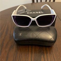 White Chanel Women’s Sunglasses In Brand New Condition. Authentic Comes With Everything Chanel Women, Chanel White, Chanel Sunglasses, Chanel Accessories, Sunglasses Shop, Colored Sunglasses, Glasses Accessories, Color White, Chanel