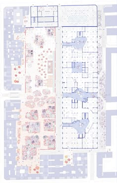 an architectural drawing shows the floor plan for a building with multiple floors and different areas