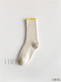 Ebeek - Premium Vintage Over-the-Knee Socks with Natural Wood Grain Pattern and Coarse Texture White Thick Casual Socks, Casual Thick White Socks, Trendy Yellow Socks, Casual Thick White Knee-high Socks, Trendy Yellow Winter Socks, Cream Knee-high Socks For Stocking Stuffers, Fitted Yellow Socks For Spring, Casual Yellow Socks For Stocking Stuffers, Comfortable Stretch Yellow Socks