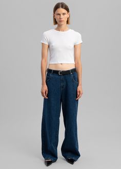 Clemmie Jeans - Dark Indigo – The Frankie Shop The Frankie Shop, Frankie Shop, Dark Indigo, Oversized Silhouette, Back Patch, Teen Fashion Outfits, Dark Denim, Teen Fashion, Bell Bottom Jeans