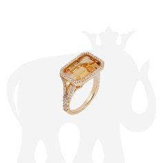 Yellow Gold Emerald Cut Ring, Emerald Cut Rings, Gold Stone, East West, Pendant Rings, Ring Collections, Emerald Cut, Rose Gold Ring, Citrine