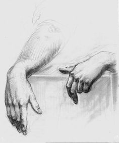 a pencil drawing of two hands touching each other