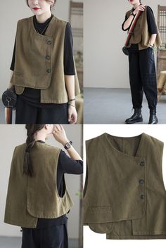 Asymmetrical Button Up Solid Casual Vest Without Blouse Casual Vest, Women Shirts Blouse, Early Spring, Outfit Details, Shirt Blouses, Blouses For Women, Button Up, Size Chart, Pattern