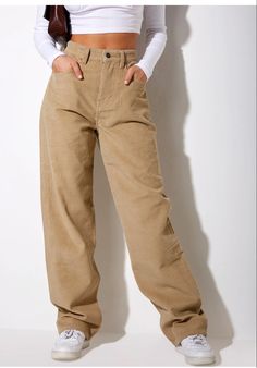 Brown Pants Outfit, Dark Academia Fashion Pants, Tan Cargo Pants, Jeans Beige, Brown Pants, Streetwear Fashion Women