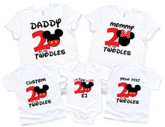 three baby onesuits with mickey mouse faces and the number twenty two for each child