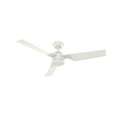 a white ceiling fan against a white background