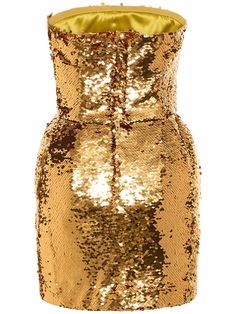 Find DOLCE & GABBANA Sequined Strapless Mini Dress on Editorialist. Concealed back zip closure. Internal plastic boning. Side padding details. All over stitched sequins. Silk satin lining. Model is wearing a size40 Gold Strapless Mini Dress With Sequins, Gold Sequined Strapless Mini Dress, Gold Strapless Sequin Mini Dress, Gold Strapless Mini Dress For Cocktail, Gold Knee-length Mini Dress For Party Season, Halterneck Mini Dress, Mini Gold Dress, Tulle Mini Dress, Corset Midi Dress