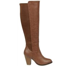 Women's Faux Leather Tan Knee High Boots With Chunky Heel And Inside Zipper Tan Knee High Boots, Forever Link Shoes, Flat Riding Boots, Quilted Boots, Leopard Print Boots, Tan Booties, Faux Suede Boots, High Heel Boots Knee, Tan Boots