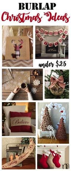 the cover of burlap christmas ideas under $ 25