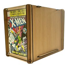 a wooden box with an x - men cover on it