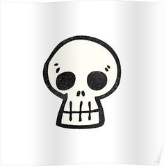 a black and white drawing of a skull with two eyes on it's head