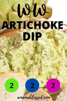 the artichoke dip is made with bread and avocado