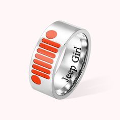 an orange and white ring with the words keep calm on it's side, against a white background