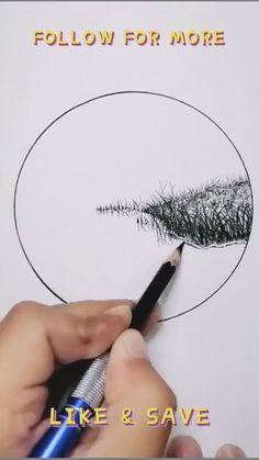 someone is drawing an image on paper with a pen and pencil, which reads follow for more like & save