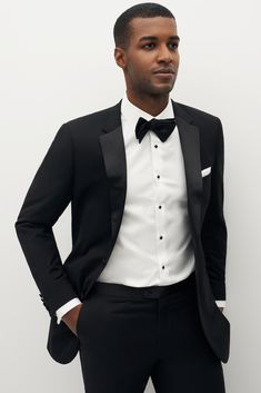 Nothing says timeless like a classic black tuxedo. We love this tux! Pair with our classic black tuxedo pants and a vest to complete your black tie look. Wedding Men Outfits, Men Outfits Formal, Wedding Men Outfit, Black Tux Groom, All Black Tuxedo, Black Tie Wedding Attire, Courthouse Ceremony, Black Tuxedo Wedding, Creative Black Tie