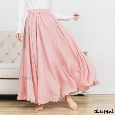 Olivia Mark - Artistic Cotton and Linen Flared Skirt - Solid Color with Elastic Waistband for Womens Long Midi Skirt Stylish Midi Skirt, Black Denim Midi Skirt, Long Midi Skirt, Skirt With Elastic Waistband, Cotton Maxi Skirts, Cotton Midi Skirt, Plaid Pencil Skirt, Skirts Midi High Waisted, Cotton Linen Dresses