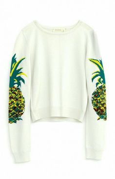 Pineapple sweater Pineapple Embroidery, Pineapple Clothes, Medicine Tips, Cute Pineapple, Tropical Summer, Sweater Womens, Nicole Miller, Sweater Weather, Summer Wardrobe