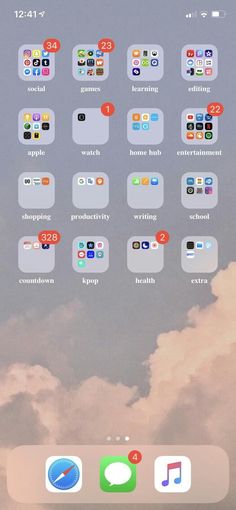 an image of the app icons for iphones and ipads in the sky with clouds