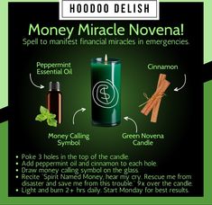 an info sheet describing how to use money in the morning and night, including essential oils for