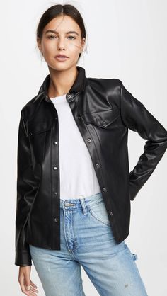 Leather Shirt Jacket, Out West, Skirt Trends, Moto Style, Winter Trends, Bb Dakota, Black Leather Jacket