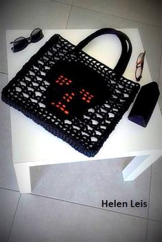 A very detailed (row by row) explanation of the bag crochet process, with photos. Crochet level - medium! Pattern in English. Trendy Black Square Crochet Bag, Casual Black Halloween Bag, Casual Black Bag For Halloween, Handmade Black Bag For Halloween, Black Rectangular Bag For Halloween, Rectangular Black Bag For Halloween, Black Square Crochet Bag, Handmade Black Crochet Casual Bag, Black Crochet Trendy Bag