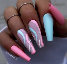 Unique Pink Nails, Bright Acrylic Nails Designs, Summer Nail Design 2024, Summer Acrylic Nail Designs 2024, Unghie Sfumate, French Manicure Nails, Matte Nails Design, Fancy Nails Designs, Ombre Acrylic Nails