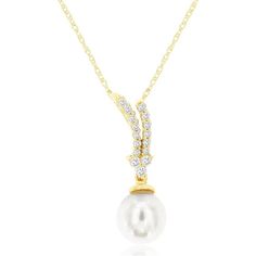 Revel in the resonance of radiant refinement with this stunning Diamond & Pearl Pendant, a masterful creation that exudes elegance and grace. This exquisite piece is crafted from 14K yellow gold, its warm, lustrous glow perfectly complementing the sparkling diamonds and the timeless beauty of the pearl. The pendant features a delicate, yet striking design where two gracefully curving lines of diamonds lead the eye to a single, flawless pearl.The diamonds, weighing a total of 0.15 carats, are meticulously set to maximize their brilliance, creating a dazzling display of light with every movement. The pearl, with its classic round shape and luminous sheen, adds a touch of sophistication, making this pendant an ideal choice for both everyday wear and special occasions.Each element of this pend Royal Jewelry, Yellow Gold Pendants, The Pearl, Sparkle Diamonds, Pearl Pendant, Prong Setting, Timeless Beauty, Round Shape, Everyday Wear