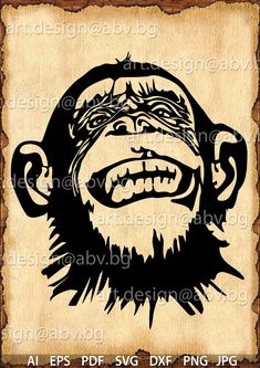 an image of a monkey with a beard and mustache on it's face in black ink