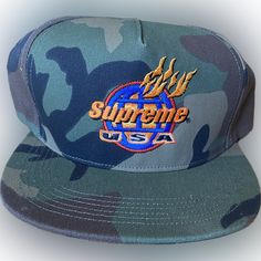 New Supreme Fire 6-Panel 5-Panel Cap Hat Camp Usa Camo Fall Winter 2017 Fw17 Military Style Snapback Baseball Cap For Streetwear, Military Style Flat Bill Hat For Streetwear, Military Style 5-panel Streetwear Hat, Camouflage 5-panel Hat For Streetwear, Military Style Flat Brim Hat For Streetwear, Military Style 5-panel Baseball Cap For Streetwear, Camouflage Snapback Hat For Streetwear, Supreme Hat, Camping Usa