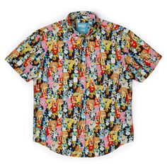 RSVLTS Casual Multicolor Shirt With Cartoon Print, Multicolor Relaxed Fit Shirt With Character Print, Casual Multicolor Character Print Shirt, Casual School Shirt With Character Print, Fun Multicolor Shirt For Streetwear, Wall E Movie, Deadpool Iron Man, Batman Superman Wonder Woman, New Found Glory