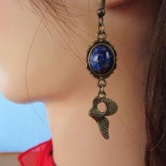 Antiqued Brass Dangling Fish Pierced Earrings Blue Lapis Lazuli Stone. These Earrings Are New, Never Worn. They Measure 2 1/2" Long From Top Of Ear Wire. Vintage Lapis Stones Are Put Into New Brass Settings. The Lapis Stones Are Beautiful With Flecks Of Gold. #Handmade Earrings #Nautical Jewelry #Summer Jewelry Lapis Lazuli Color, Lapis Earrings, Jewelry Summer, Blue Lapis Lazuli, Nautical Jewelry, Lapis Lazuli Stone, Blue Lapis, Earrings Blue, Pierced Earrings