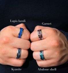 Steel inlay rings made to order. Please choose your size, choice of gem/stone inlay. Inlay Rings, Stone Inlay, Gem Stone, Band Rings, Jewelry Rings, Gems, Etsy Uk, Gemstones, Stone