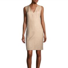 Questions? Leave A Comment Below! Tan Sheath Dress. Nwt. Size 10. Formal V-neck Linen Dress, Elegant Linen V-neck Dress, Elegant Linen V-neck Dress For Spring, Neutral Knee-length Formal Dress, Elegant Linen Cocktail Dress, Elegant Neutral Linen Midi Dress, Elegant V-neck Shift Knee-length Dress, Elegant Shift Knee-length V-neck Dress, Elegant Knee-length Shift V-neck Dress