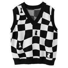 Chess Board Vest Aesthetic Vest, Dr Mundo, Checkered Vest, Checkered Outfit, Knit Vests, Checker Vest, Summer Grunge, Artsy Outfit, Tiktok Outfits