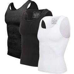 Premium Quality Mens Compression Shirt Slim Tank Top Gynecomastia Body Shaper Vest Tummy Control, Intimates & Sleep White Compression Top With Built-in Bra, Snug Fit Sleeveless Tops With Built-in Bra, Black Compression Tops With Medium Bust Support, Supportive High Stretch Tops With Built-in Bra, Fitted Breathable Sleeveless Top, Sleeveless Snug Fit Tops With Built-in Bra, Sleeveless Top With Built-in Bra And Snug Fit, Compression Top With Medium Bust Support For Workout, Fitted Crew Neck Vest