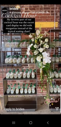 a display case filled with lots of white flowers