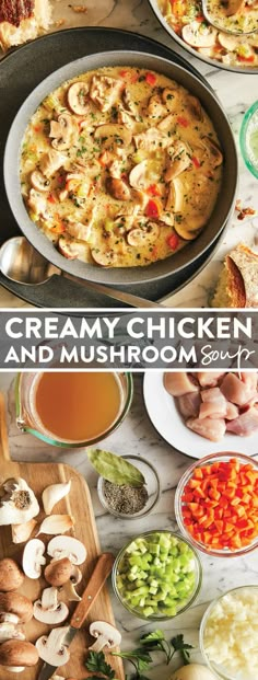 the cover of creamy chicken and mushroom soup