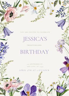 a birthday card with flowers and greenery