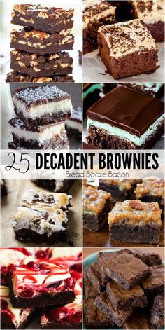 dessert brownies collage with the words 25 decadent brownies