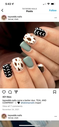 Farm Nails, Fall Western Nails, Country Acrylic Nails, Rodeo Nails, Cut Nails, Cow Nails