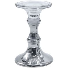 a clear glass candle holder on a white background