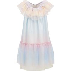 Playful Rainbow Dress With Ruffles, Summer Rainbow Dress For Dress-up, Rainbow Dress For Summer Dress-up, Rainbow Dresses For Summer Dress-up, Cute Rainbow Dresses With Ruffles, Cute Rainbow Ruffled Dresses, Playful Pastel Dresses With Ruffles, Rainbow Ruffle Dress For Dress-up, Summer Rainbow Ruffled Dresses