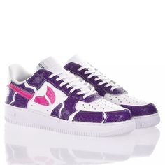 Nike Af1 Purplegose is the custom sneaker for men and women, the special craftsmanship made with purple and fuchsia python leather makes it unique, each section has been cut and sewn to create the crease effect on the entire upper. The final touch is given by the white contrast Purplegose logo on the back. ""Nike Af1 Purplegose will be provided with the white waxed lace as well as its original lace. Purple Leather Lace-up Custom Sneakers, Luxury Purple Low-top Sneakers, Custom Purple Sneakers For Sneaker Matching, Purple Lace-up Leather Custom Sneakers, Custom Purple Leather Low-top Sneakers, Purple Leather Low-top Custom Sneakers, Custom Sneakers, Final Touch, Gorgeous Bags