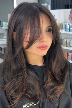 Hairstyle With Curtain Bangs Hairstyle With Curtain Bangs, Rambut Brunette, Hair Inspiration Long, Layered Haircuts For Medium Hair, Bangs With Medium Hair, Haircuts Straight Hair